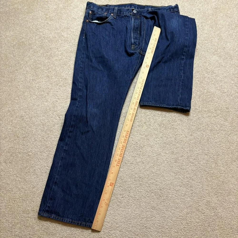 Levis 501 Jeans Mens 36x30 Dark Blue Regular Fit Straight Leg Denim Waterless